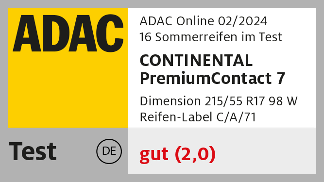 Test ADAC - PremiumContact 7 - 215/55 R17 98W